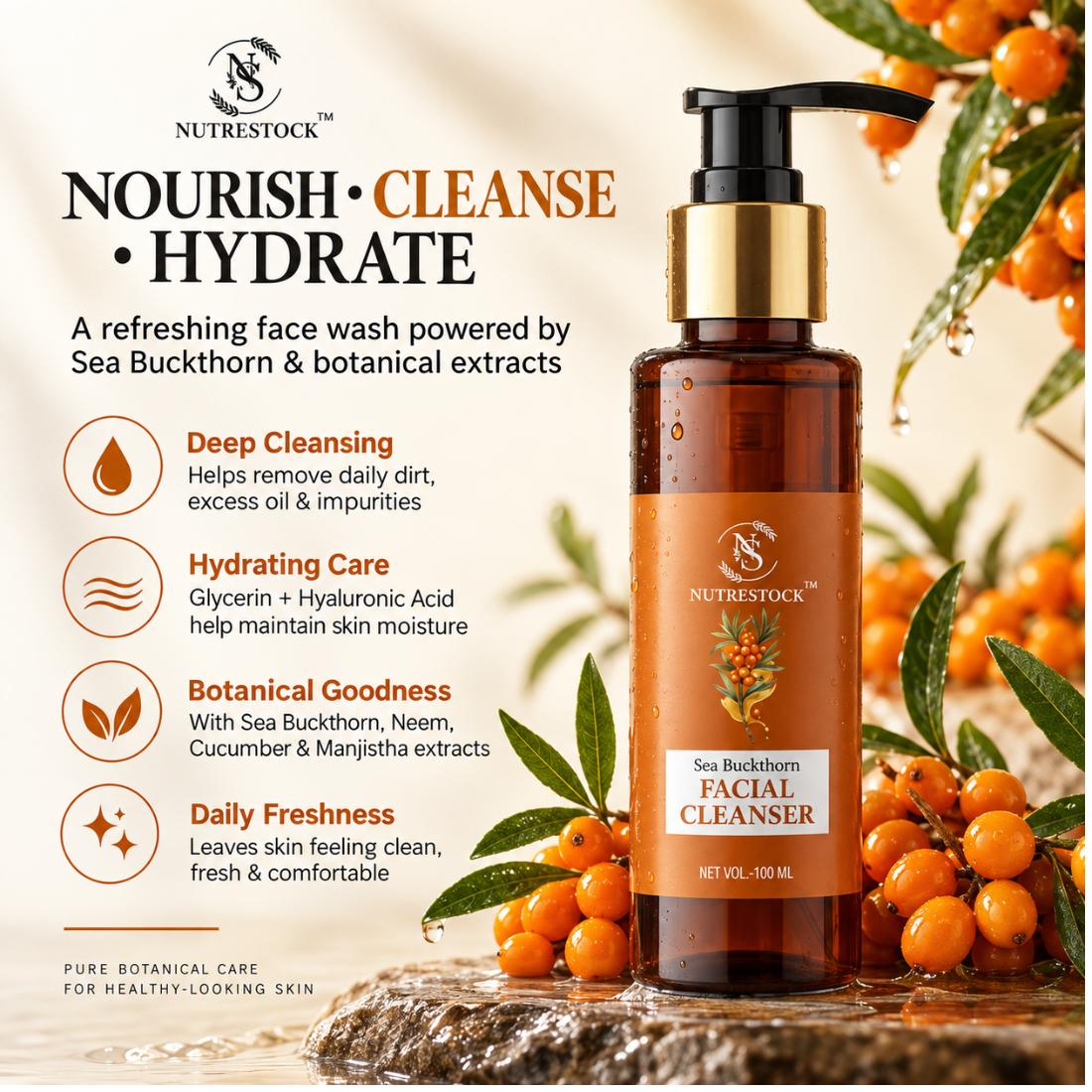 Sea Buckthorn Facial Cleanser for Fresh, Clean & Healthy-Looking Skin