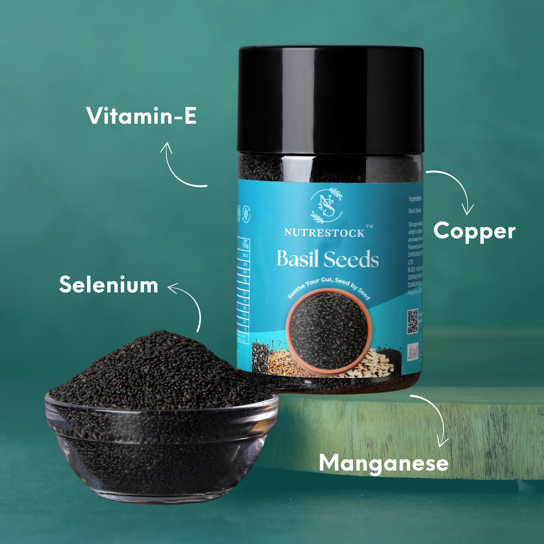 Nutrestock Superfood Combo – Flax Seeds 250g & Basil Seeds 250g | 100% Natural, Raw & Vegan | High Fiber, Omega-3 & Detox Support