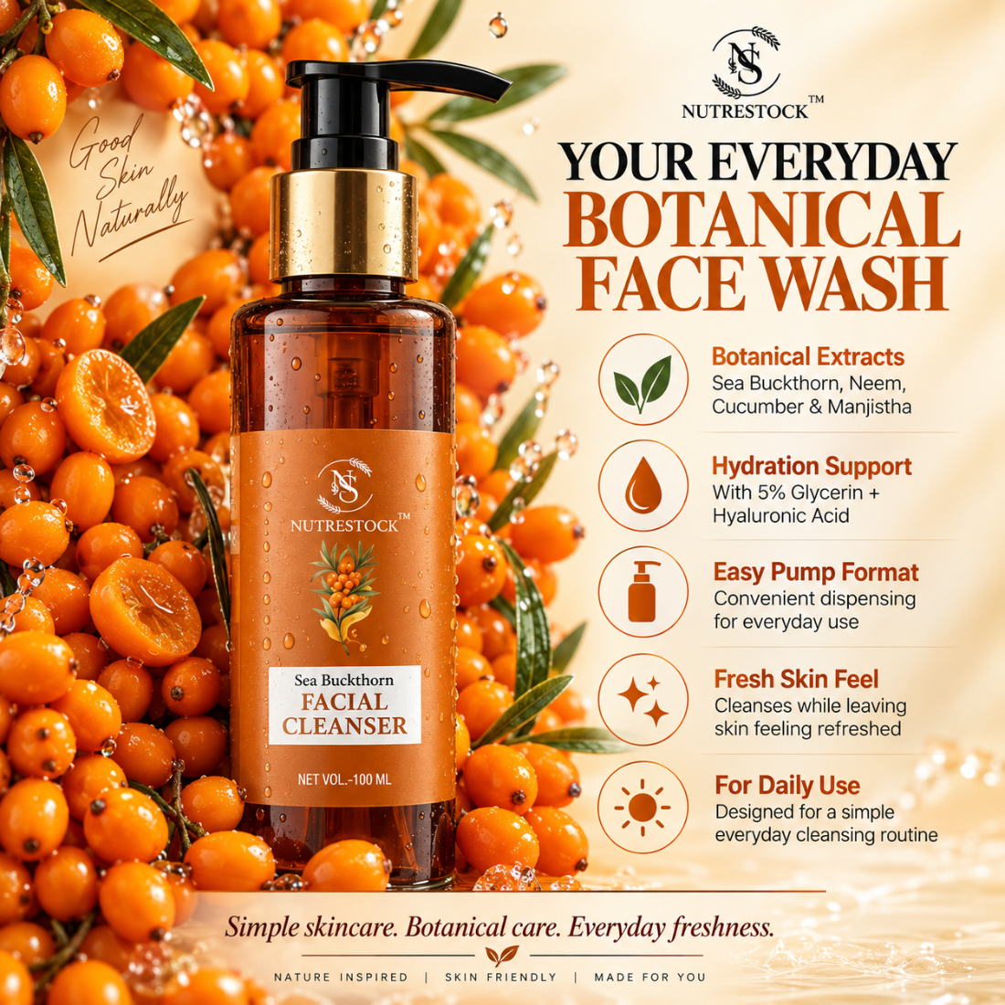Sea Buckthorn Facial Cleanser for Fresh, Clean & Healthy-Looking Skin