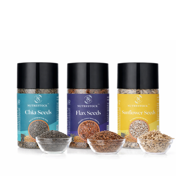 Nutrestock Chia + Flax + Sunflower Seeds Combo (250g each)