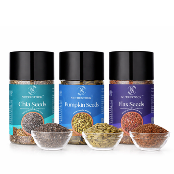 Nutrestock Chia Pumpkin Flax Seeds Combo 250g Each