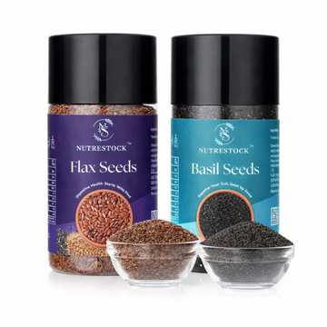Nutrestock Superfood Combo – Flax Seeds 250g & Basil Seeds 250g | 100% Natural, Raw & Vegan | High Fiber, Omega-3 & Detox Support