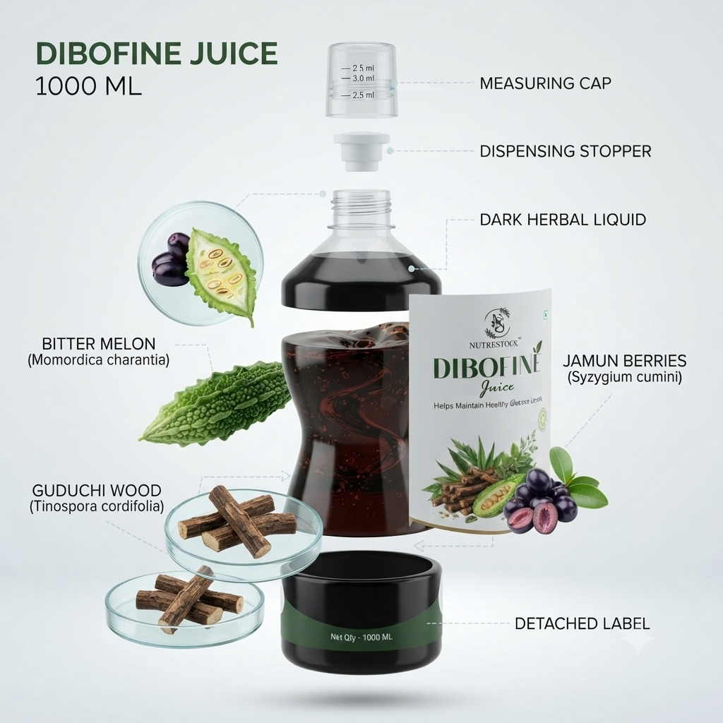 Dibofine Herbal 15-Herb Juice Combo with Glucometer & Strips