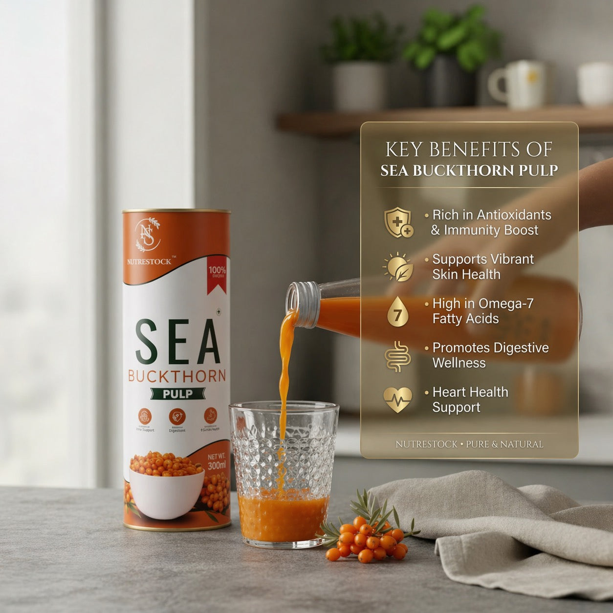 Nutrestock Himalayan Sea Buckthorn Pulp (300 ml)