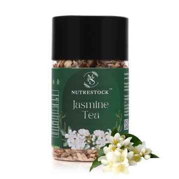 Nutrestock Jasmine Tea 30g pack on white background – fragrant floral tea for stress relief and relaxation