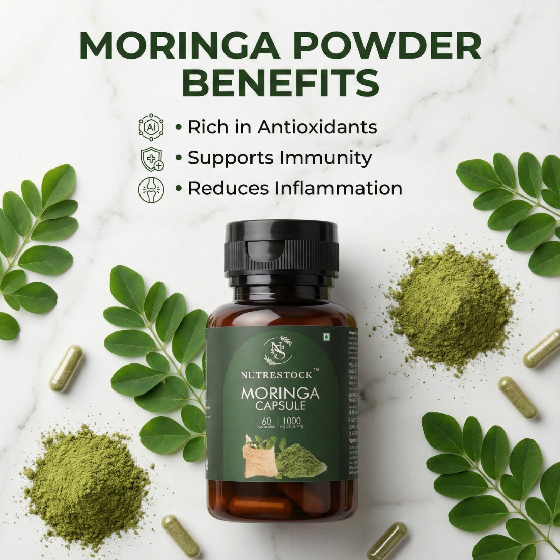 Moringa Capsules – 60 Caps | Daily Energy & Detox Support