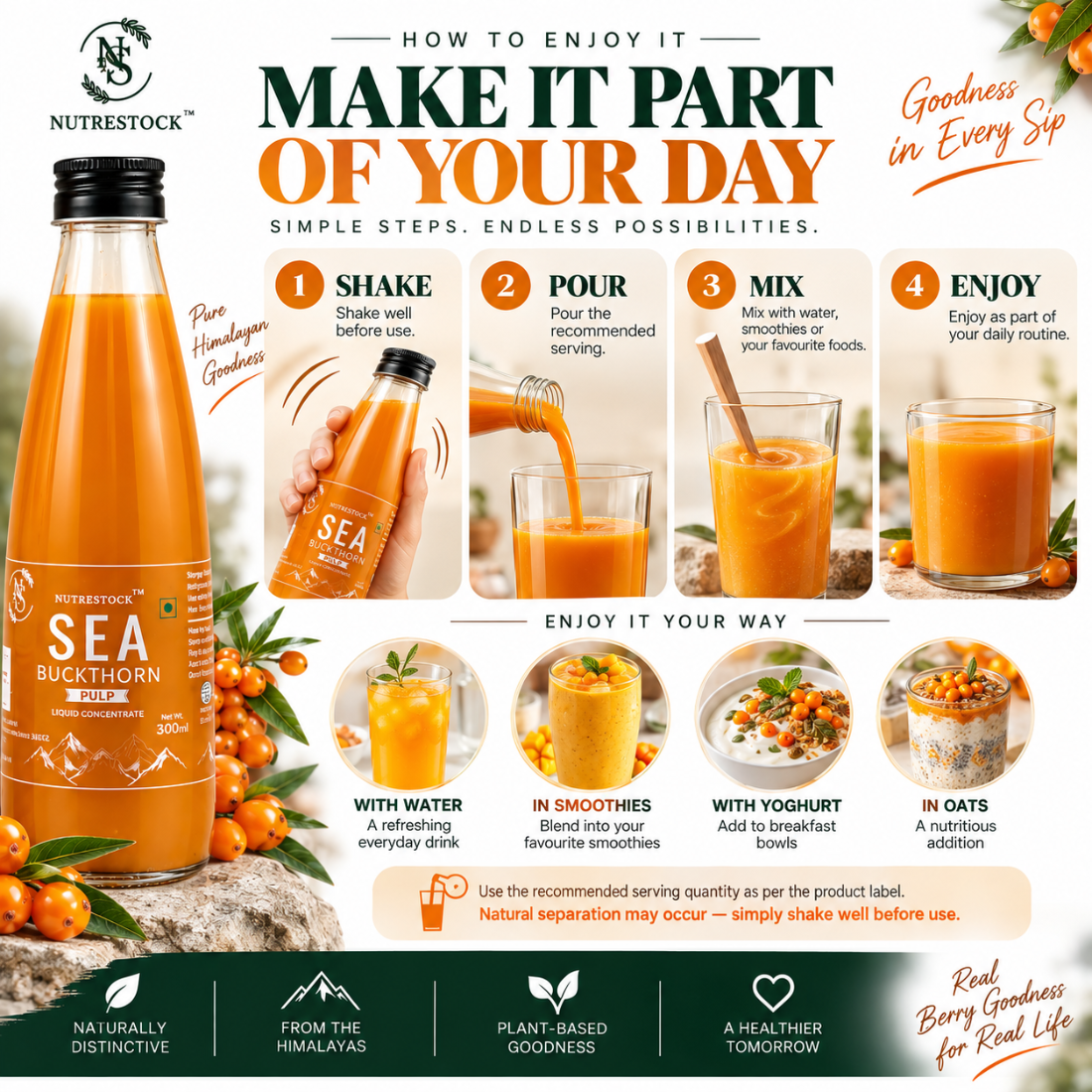 Nutrestock Himalayan Sea Buckthorn Pulp (300 ml)