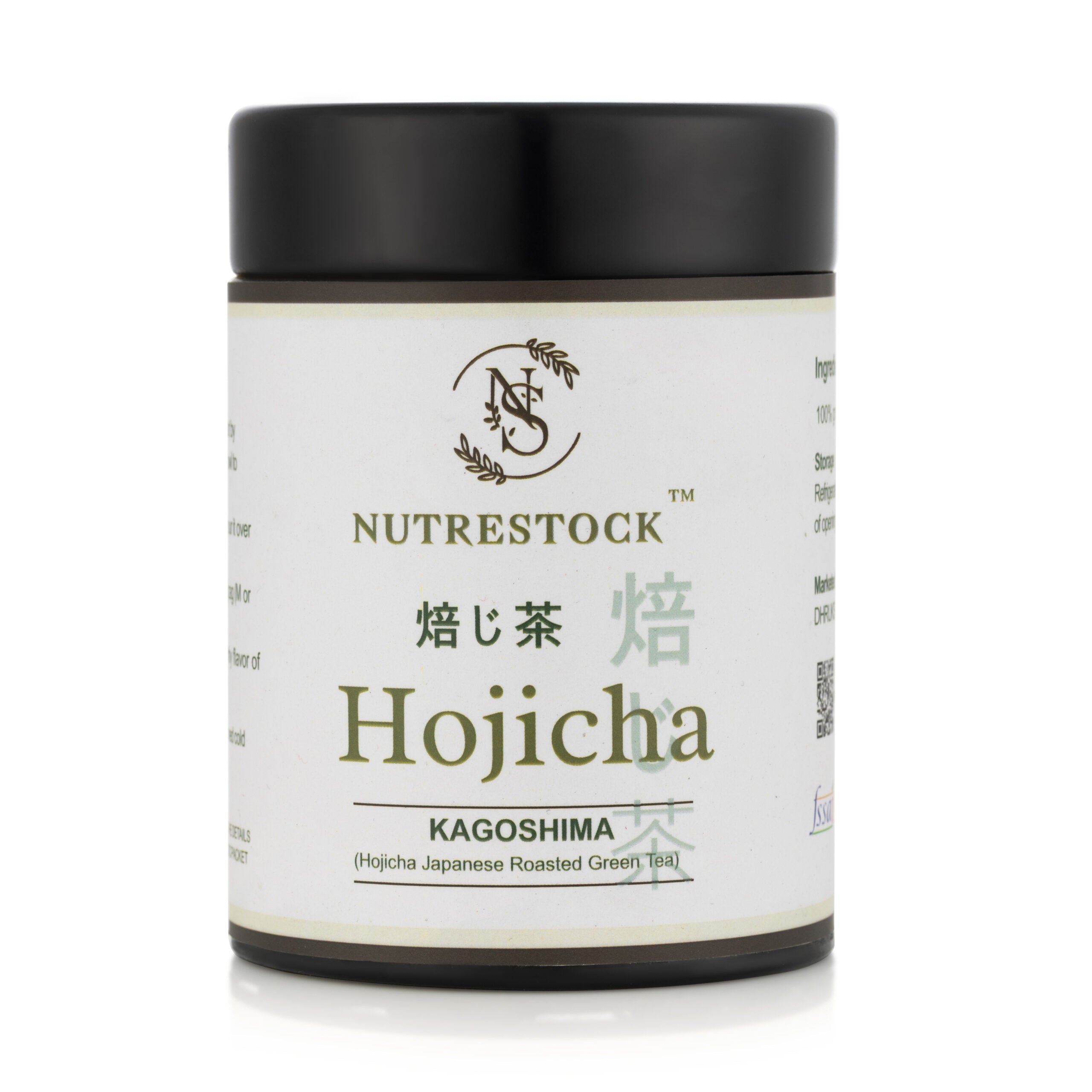 Nutrestock Hojicha 30g pack on white background – roasted Japanese green tea with nutty aroma and low caffeine