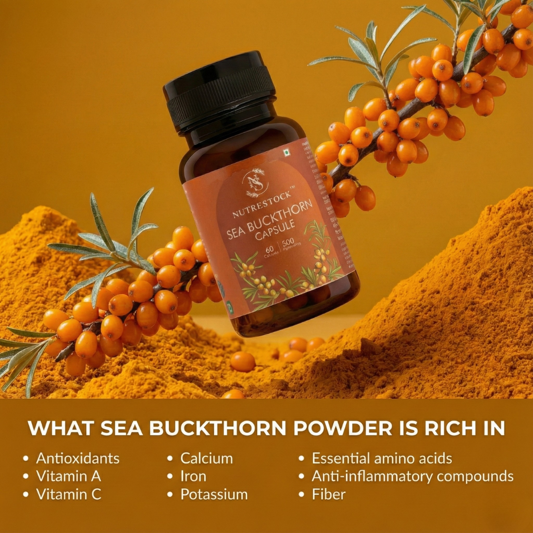 Sea Buckthorn Capsules – 60 Caps | Natural Source of Omega & Vitamin C