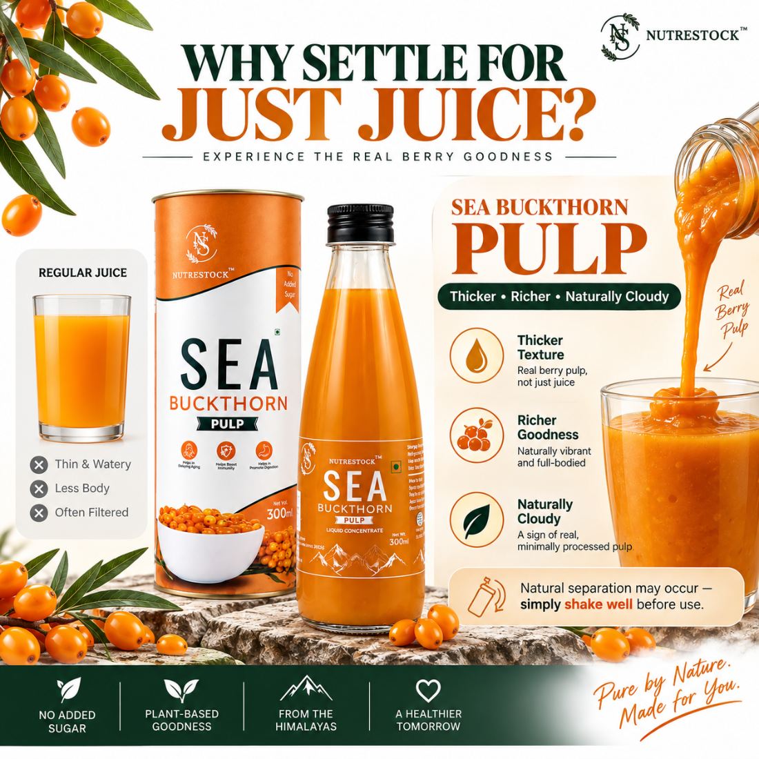 Nutrestock Himalayan Sea Buckthorn Pulp (300 ml)