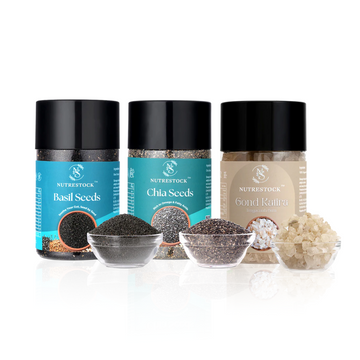 Nutrestock HydroCool Trio (Chia, Basil & Gond Katira Summer Combo)250g each