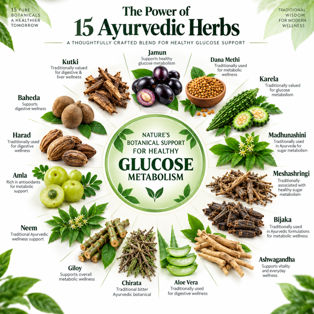 Nutrestock Dibofine – 15 Ayurvedic Herbs for Daily Glucose Wellness | Herbal Juice | 1L