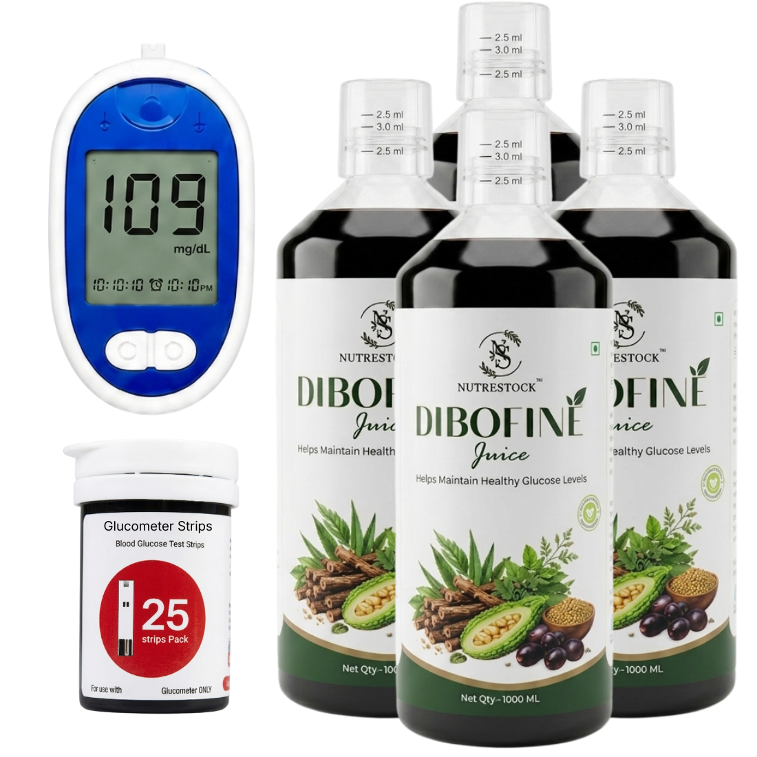 Nutrestock Dibofine – 15 Ayurvedic Herbs for Daily Glucose Wellness | Herbal Juice | 1L